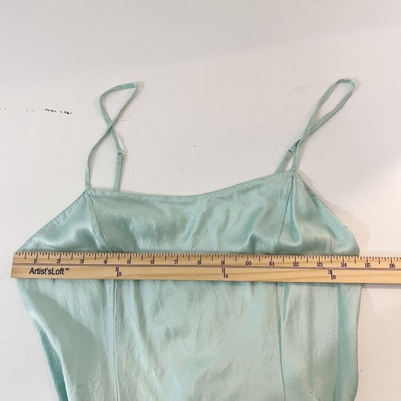 Vintage Victoria's Secret Teal Silk Slip Mini Dress Lingerie - Size Small - Picture 6 of 7